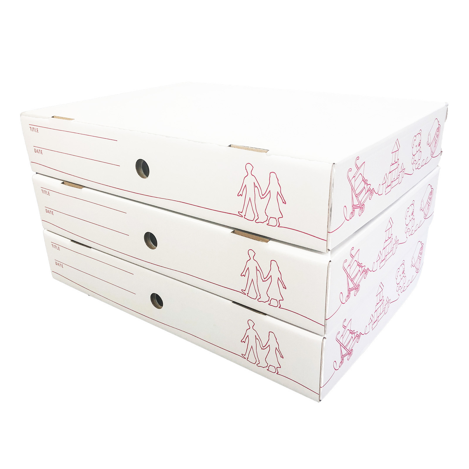 タチバナ産業 [思い出ボックス] メモリアルボックス １箱・３箱・４箱入 国産 段ボール 卒園 卒業 子供 作品 収納 ケース スタッキング 箱