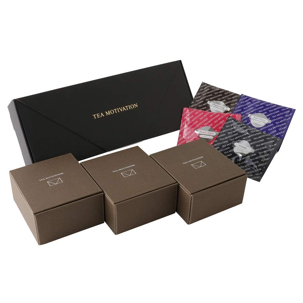 TEA MOTIVATION 紅茶 ギフト 紅茶ギフト ティーバッグ 4種アソート33包入 アールグレイ ダージリン アッサム ももりんご ギフト包装済 ホワイトデー 母の日