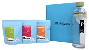 TEA NAVIGATION 紅茶ギフトセット 水出し アイスティー [HARIO(ハリオ)] ギフト包装済 フィルターインボトル ポータブル スモーキーグリーン 400mlセット 3種 ピーチアップル マスカット アプリコット 各5包×3袋入